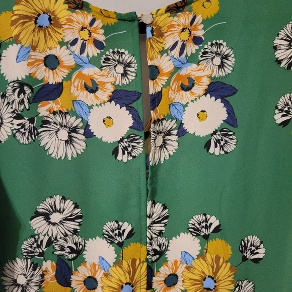 Uncle Frank Bohemian Boho Whimiscal Floral Green Peasant Dress. Size L - Picture 6 of 9